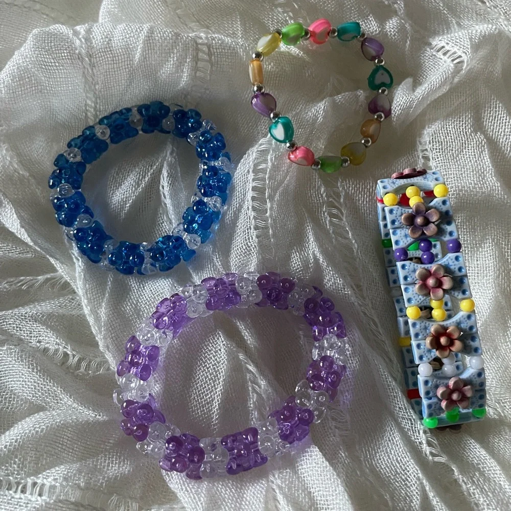 Girl Multi stretchy strands and mix colors bracelets - 4 strands